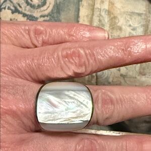 Vintage Mother of Pearl Ring, 925 Silver, Size 8